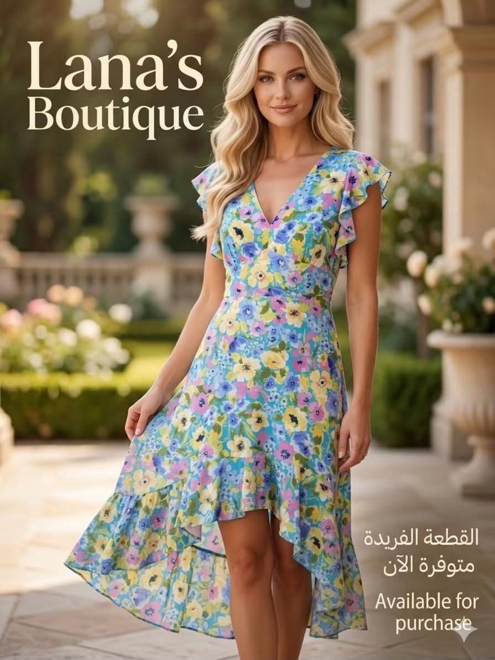 Macy's Pastel Floral High-Low Ruffle Dress